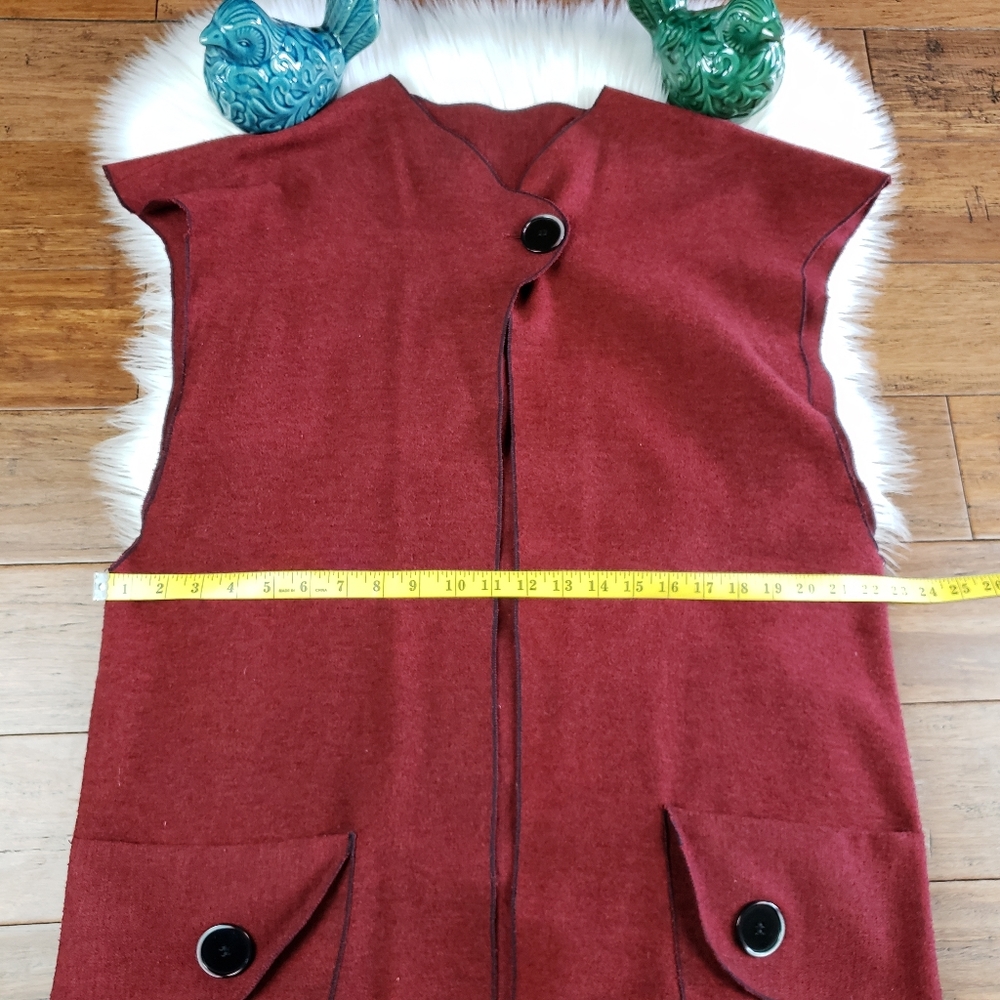 VINTAGE Lagenlook Wool sleeveless cardigan Large - Picture 7 of 10